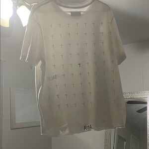 RtA Men's Cream Cross Pattern Tee